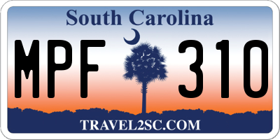 SC license plate MPF310