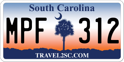 SC license plate MPF312