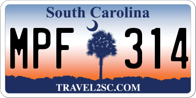 SC license plate MPF314