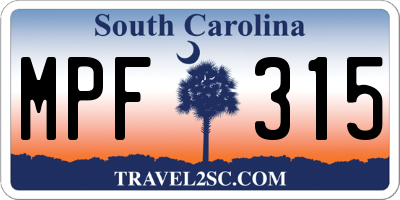 SC license plate MPF315