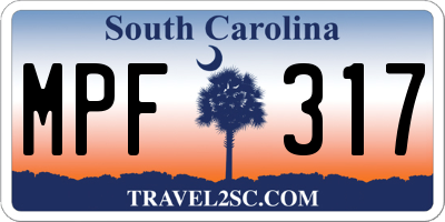 SC license plate MPF317