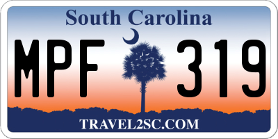 SC license plate MPF319