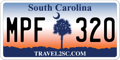SC license plate MPF320