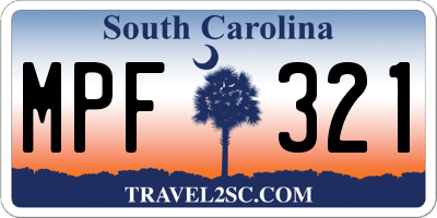 SC license plate MPF321