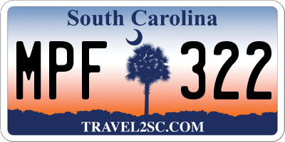 SC license plate MPF322