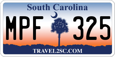 SC license plate MPF325