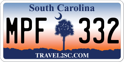 SC license plate MPF332