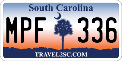 SC license plate MPF336