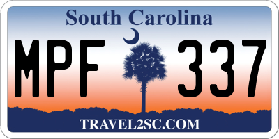 SC license plate MPF337