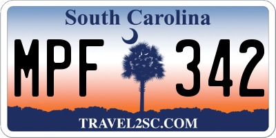 SC license plate MPF342