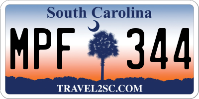 SC license plate MPF344