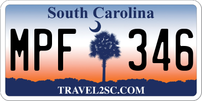 SC license plate MPF346