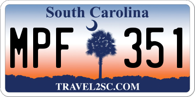 SC license plate MPF351