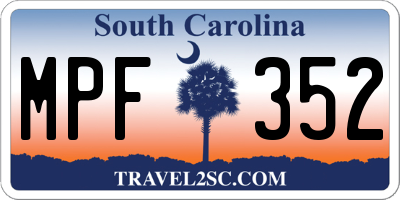 SC license plate MPF352