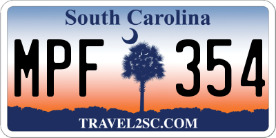 SC license plate MPF354