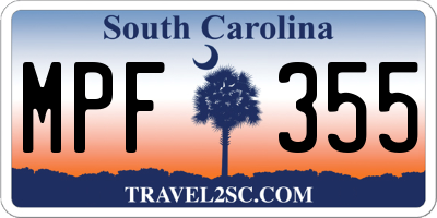 SC license plate MPF355