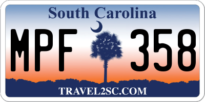 SC license plate MPF358