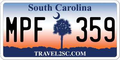 SC license plate MPF359