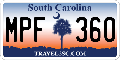 SC license plate MPF360