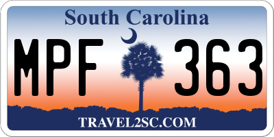 SC license plate MPF363