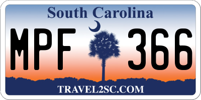 SC license plate MPF366