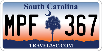 SC license plate MPF367