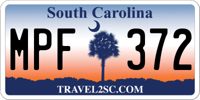SC license plate MPF372