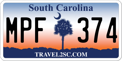SC license plate MPF374