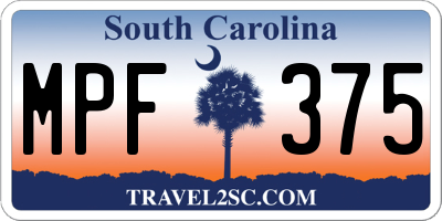 SC license plate MPF375
