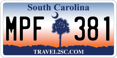 SC license plate MPF381