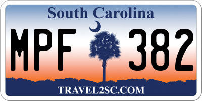 SC license plate MPF382