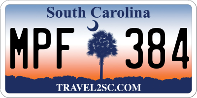 SC license plate MPF384