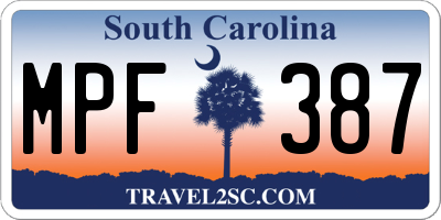 SC license plate MPF387