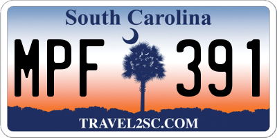 SC license plate MPF391