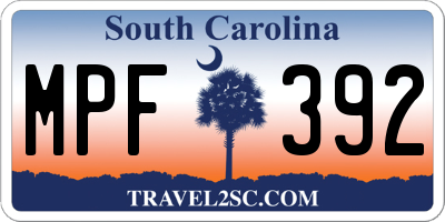 SC license plate MPF392