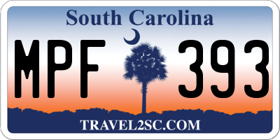 SC license plate MPF393