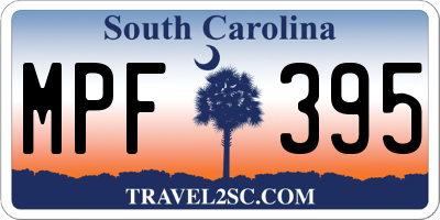SC license plate MPF395