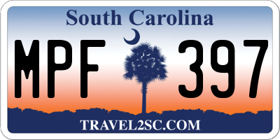 SC license plate MPF397