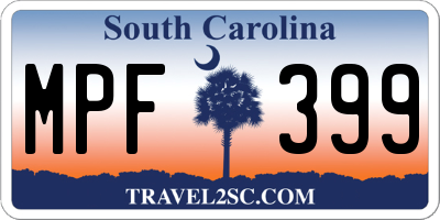SC license plate MPF399