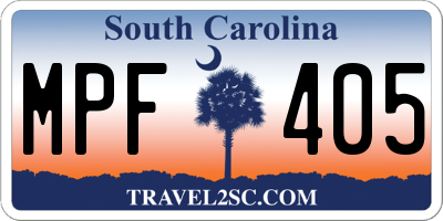 SC license plate MPF405