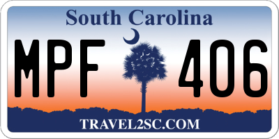 SC license plate MPF406