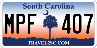 SC license plate MPF407