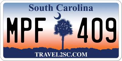 SC license plate MPF409