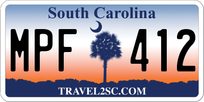 SC license plate MPF412