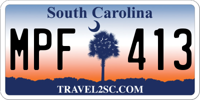 SC license plate MPF413