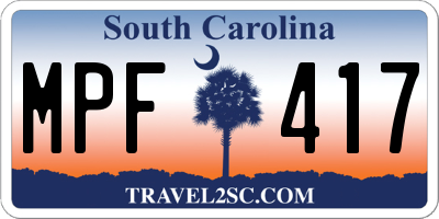 SC license plate MPF417