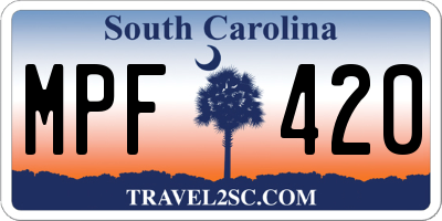 SC license plate MPF420
