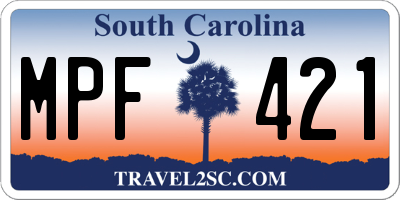 SC license plate MPF421