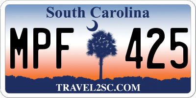 SC license plate MPF425