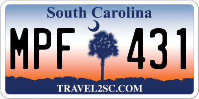 SC license plate MPF431